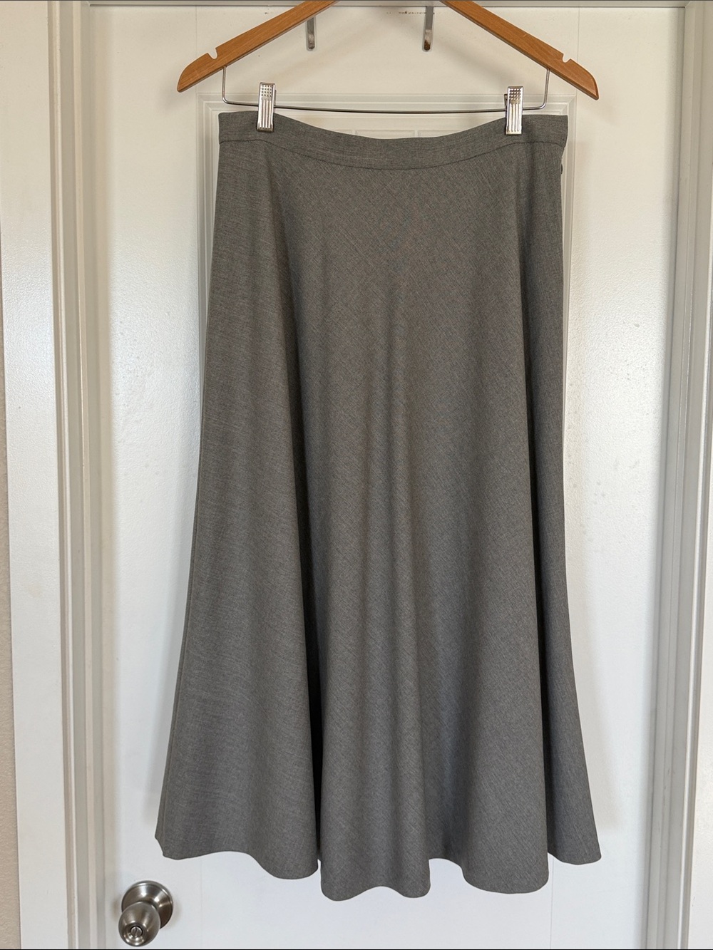 Lauren Ralph Lauren Gray Wool Blend A-Line Midi Skirt
